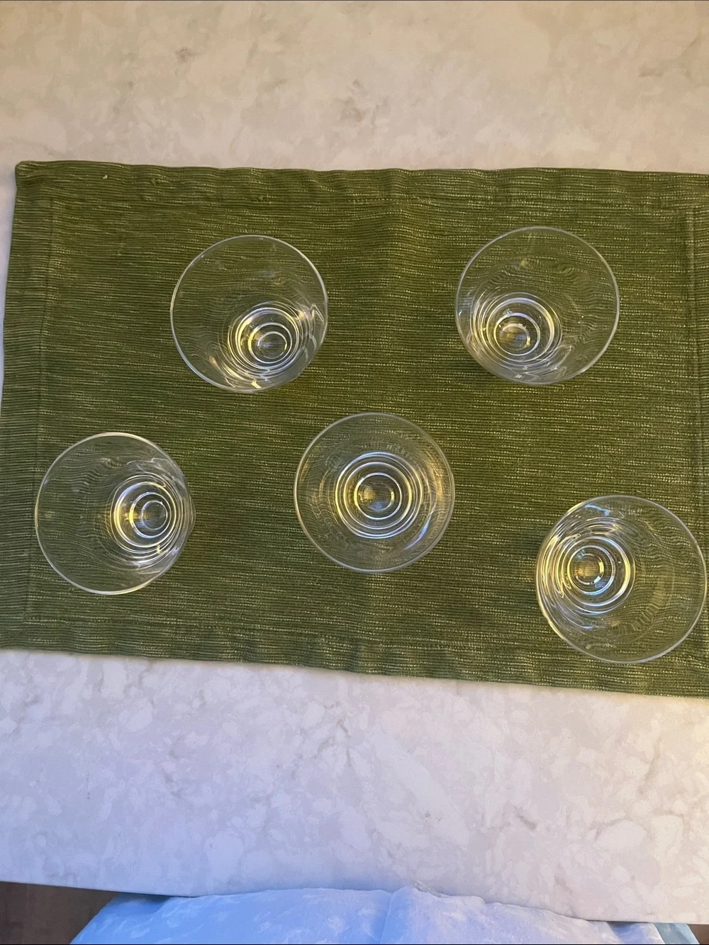 Vintage MCM flared stemless martini cocktail  glasses 3 oz set of 5 heavy base